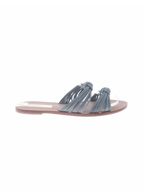 Kaanas Gray Knotted Fringe Slide Sandal